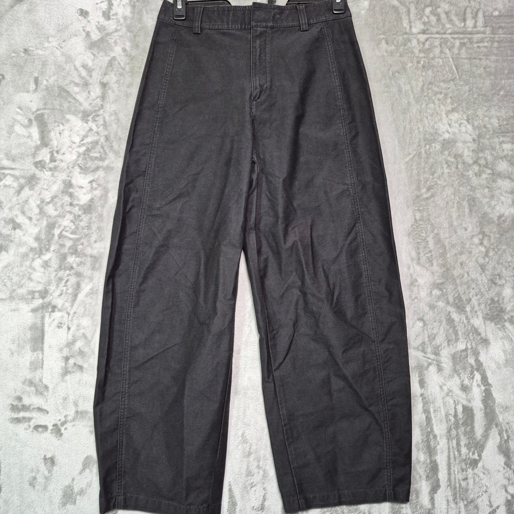 Uniqlo Black Wide Leg Barrel Pants Seam Detail Size 25-28 452287